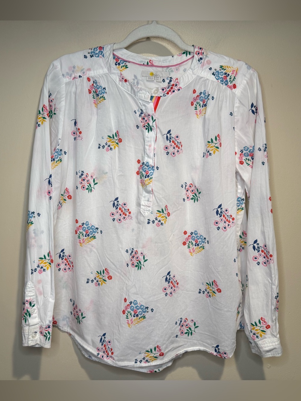 Boden Floral Henley Tunic Blouse size 6 cotton - Picture 7 of 10